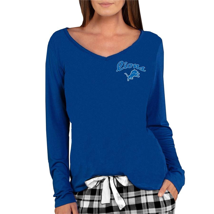 Detroit Lions Concepts Sport Women's Marathon Knit Long Sleeve V-Neck T-Shirt - Royal