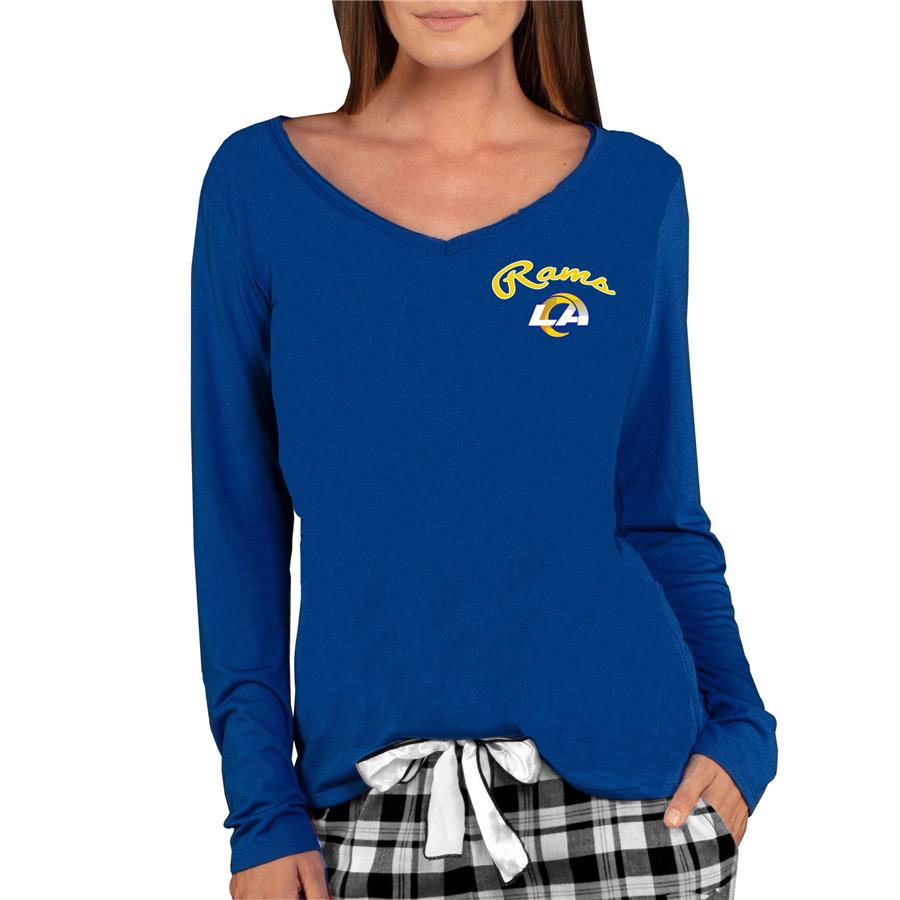 Los Angeles Rams Concepts Sport Women's Marathon Knit Long Sleeve V-Neck T-Shirt - Royal