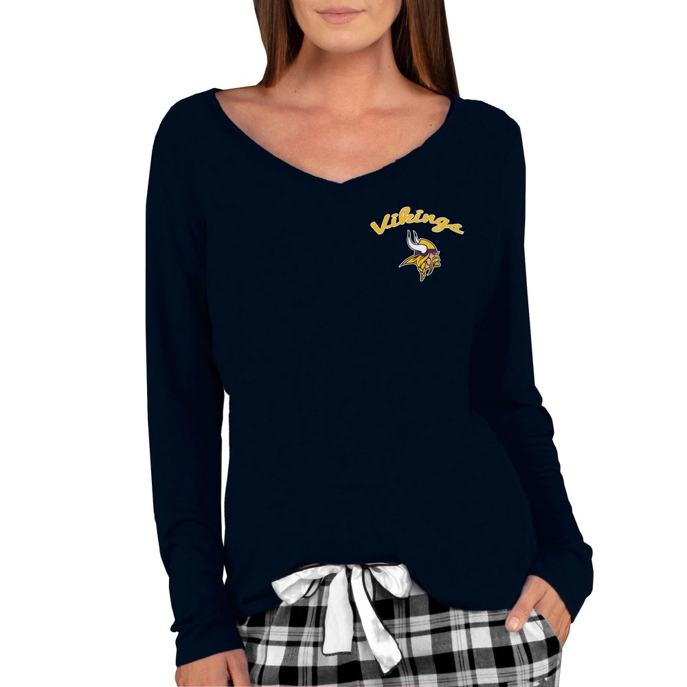 Minnesota Vikings Concepts Sport Women's Marathon Knit Long Sleeve V-Neck T-Shirt - Black