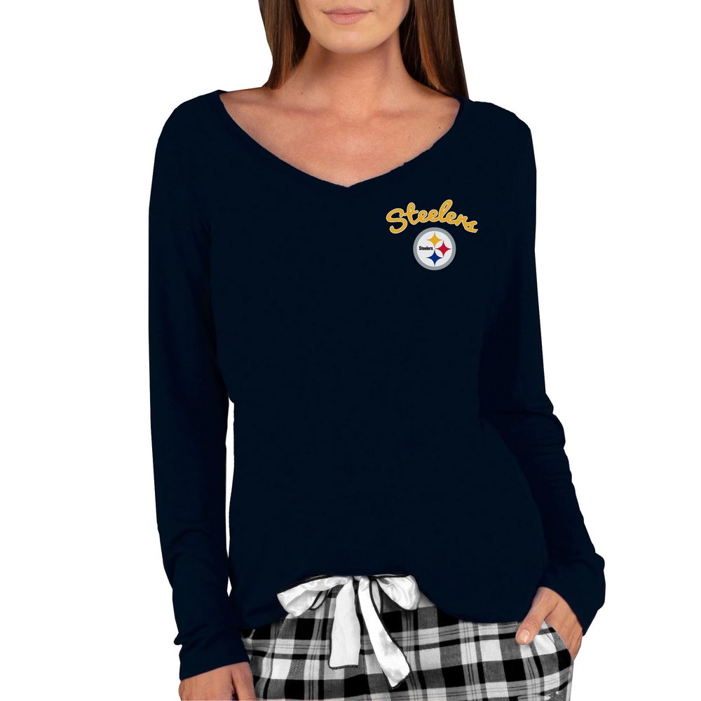 Pittsburgh Steelers Concepts Sport Women's Marathon Knit Long Sleeve V-Neck T-Shirt - Black