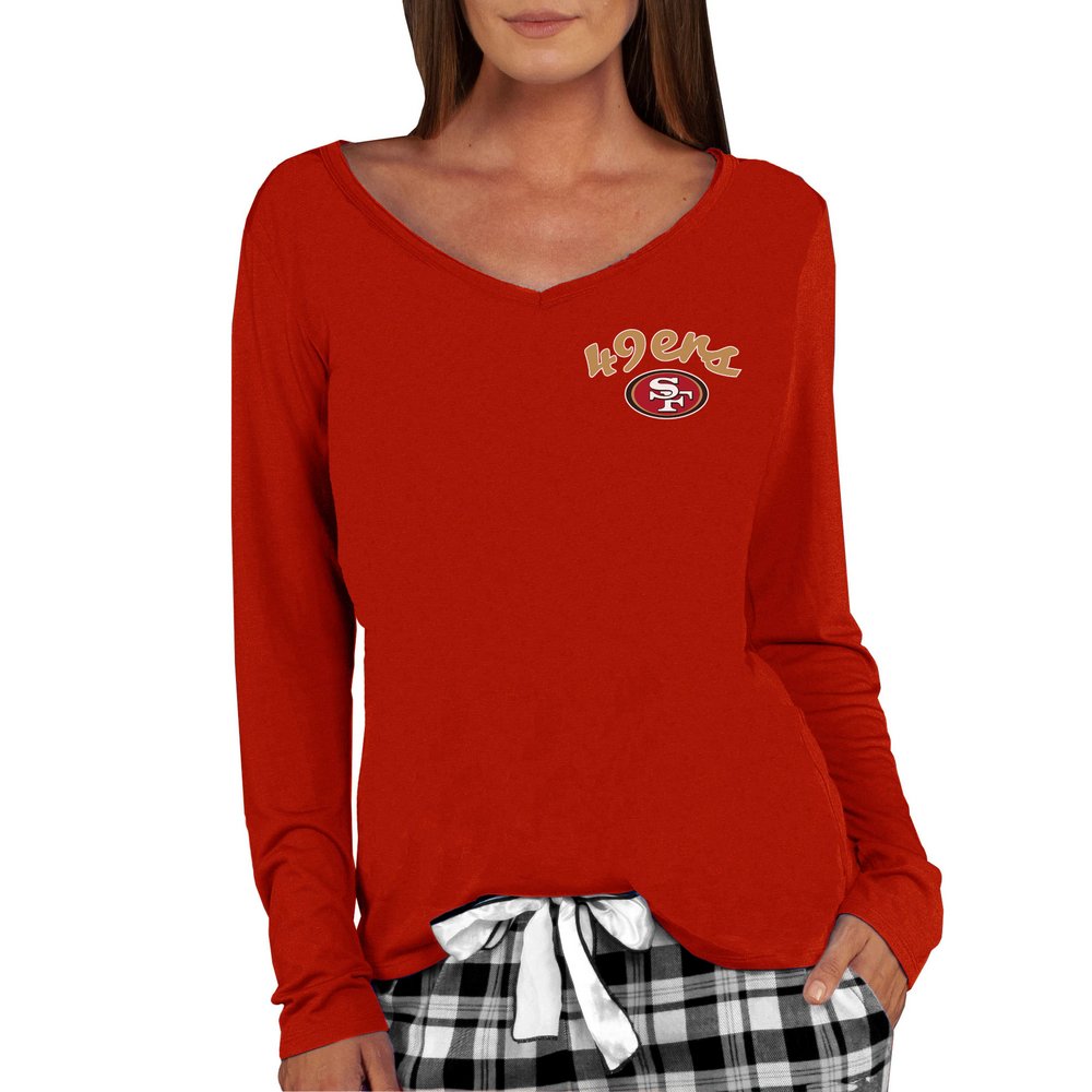 San Francisco 49ers Concepts Sport Women's Marathon Knit Long Sleeve V-Neck T-Shirt - Scarlet