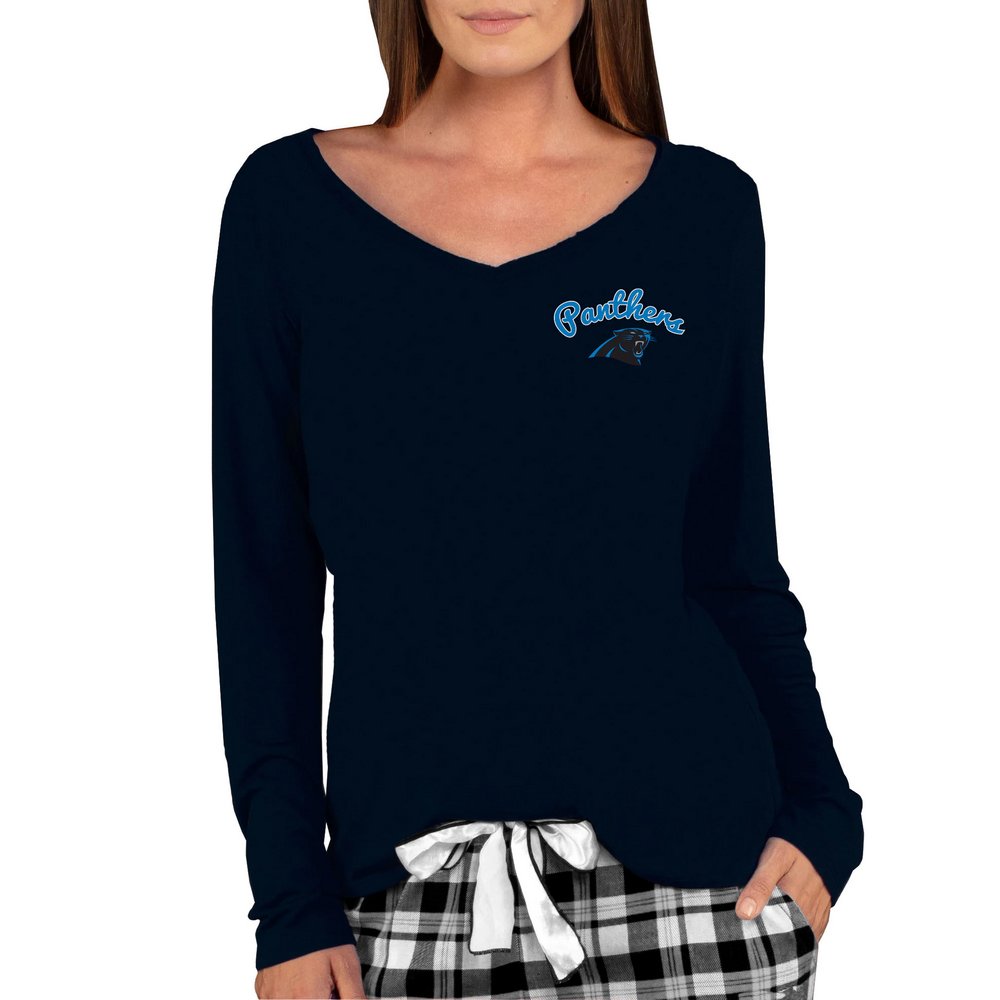 Carolina Panthers Concepts Sport Women's Marathon Knit Long Sleeve V-Neck T-Shirt - Black