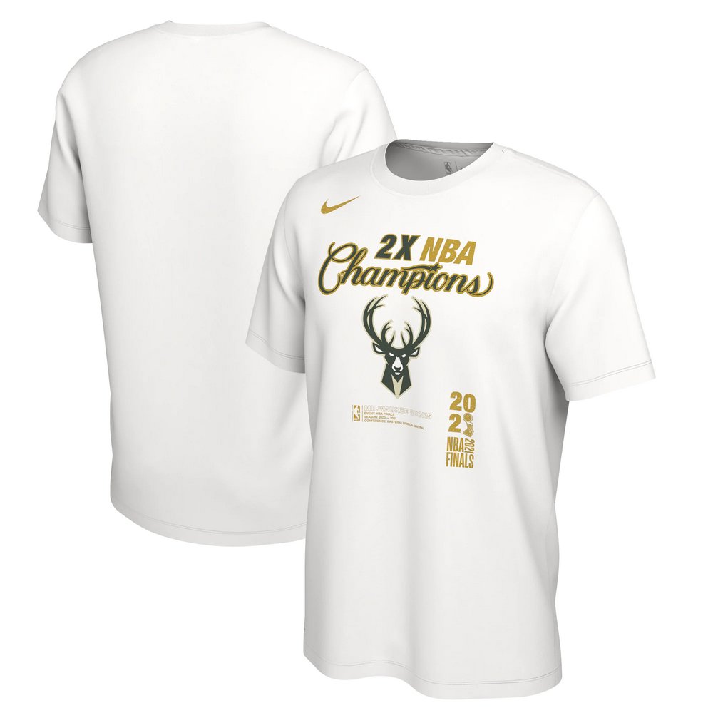 Milwaukee Bucks Nike 2021 NBA Finals Champions Locker Room T-Shirt - White