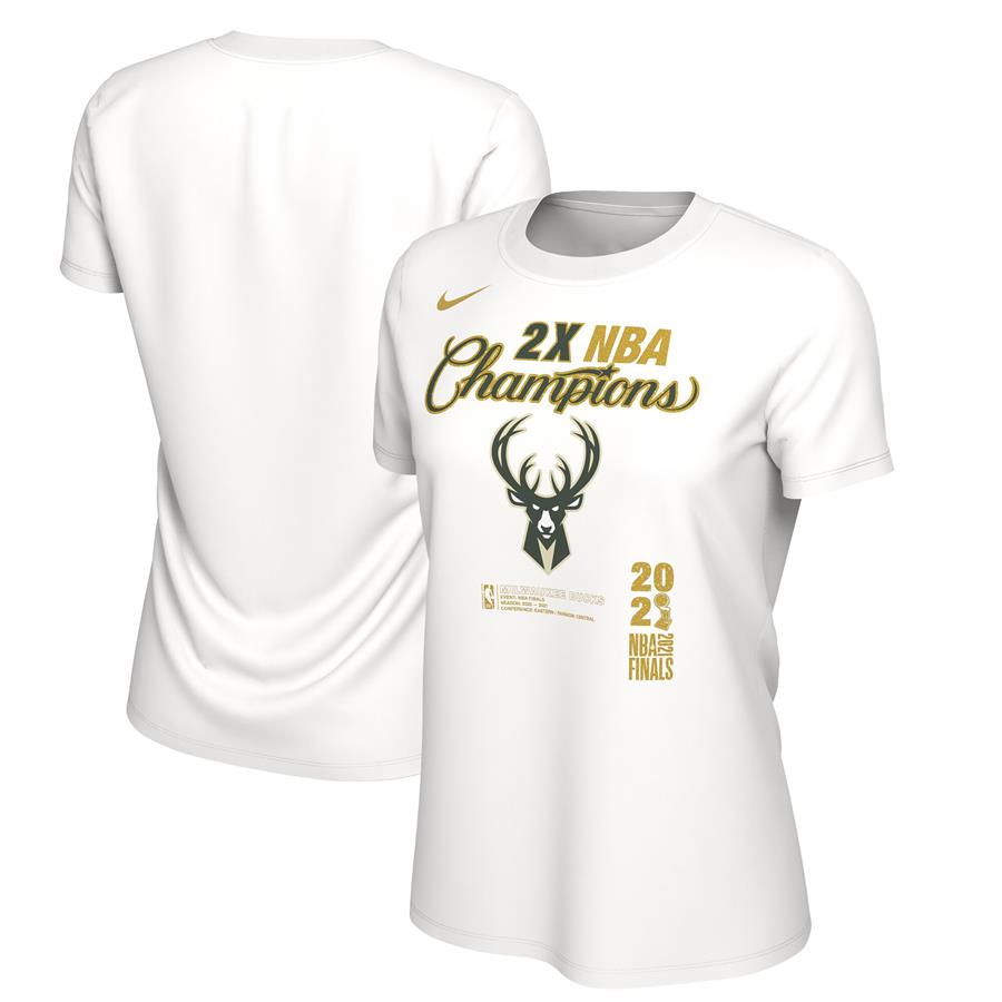 Milwaukee Bucks Nike Women's 2021 NBA Finals Champions Locker Room T-Shirt - White