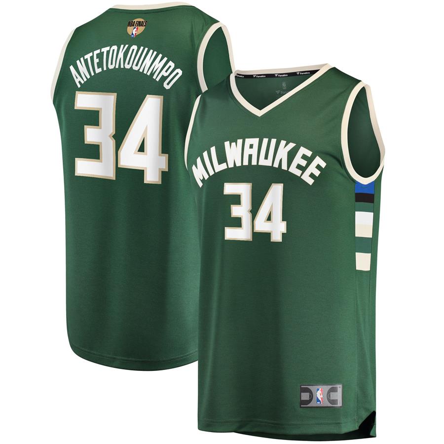 Giannis Antetokounmpo Milwaukee Bucks Fanatics Branded 2021 NBA Finals Bound Fast Break Replica Player Jersey Green - Icon Edition