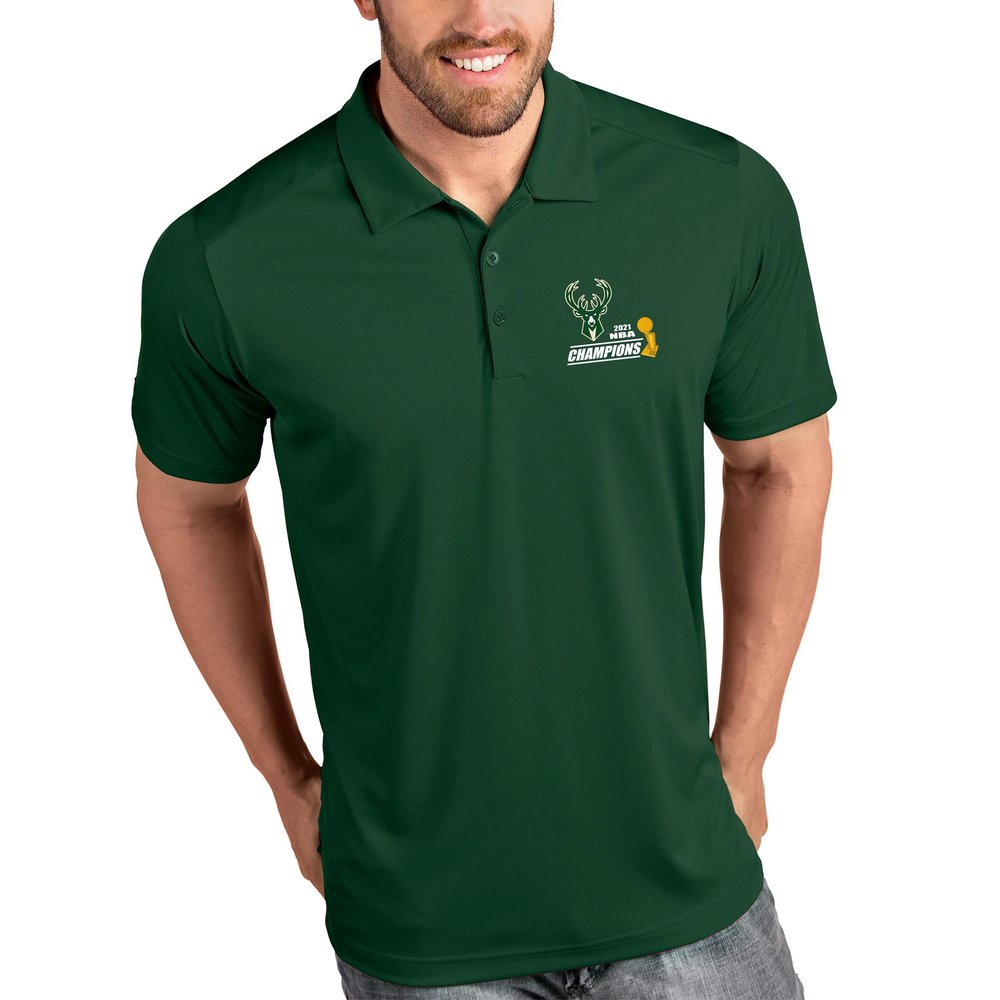 Milwaukee Bucks Antigua 2021 NBA Finals Champions Tribute Polo - Hunter Green