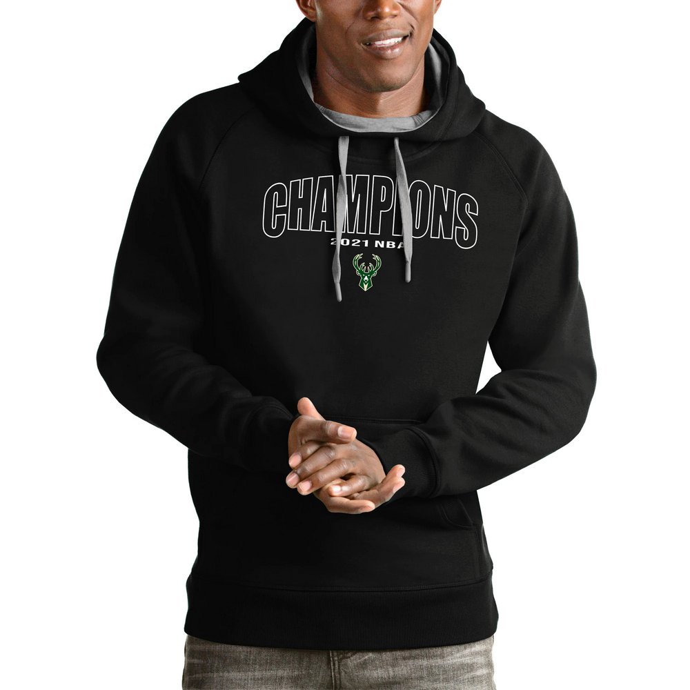 Milwaukee Bucks Antigua 2021 NBA Finals Champions Victory Pullover Hoodie - Black