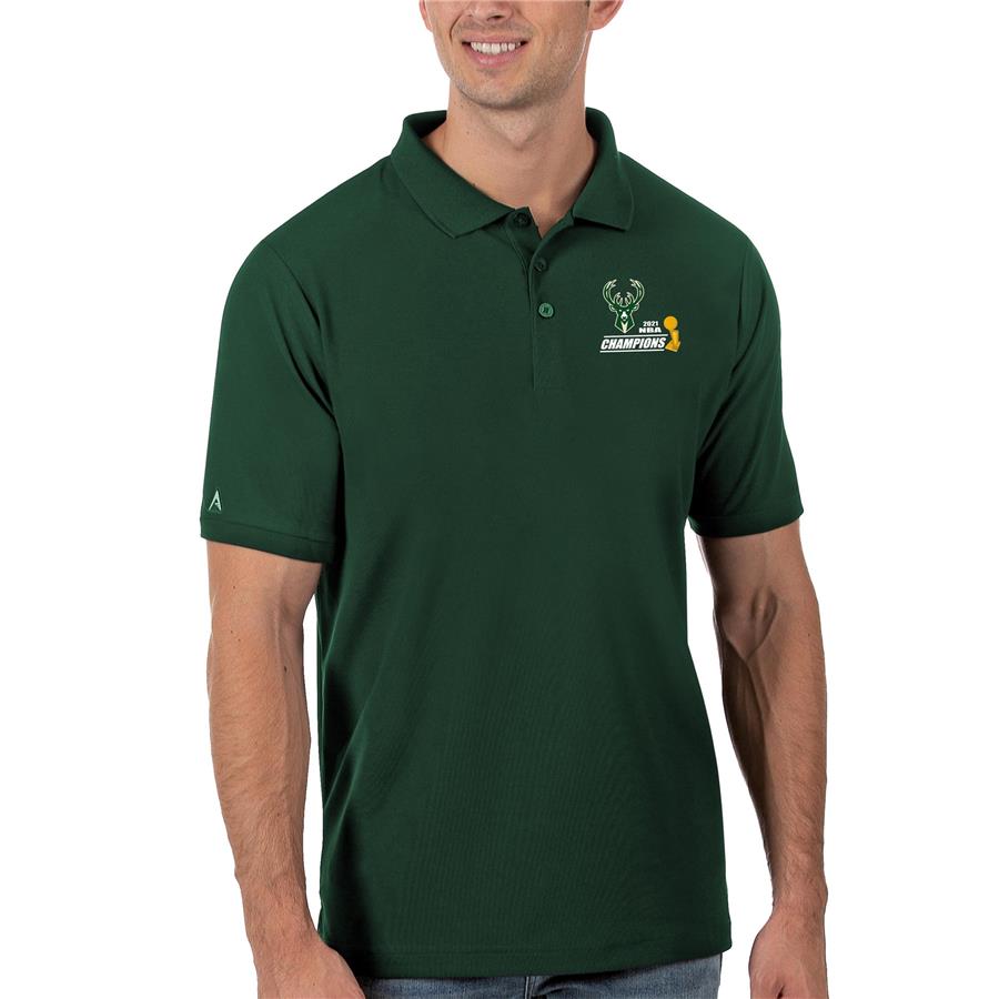 Milwaukee Bucks Antigua 2021 NBA Finals Champions Legacy Pique Polo - Hunter Green