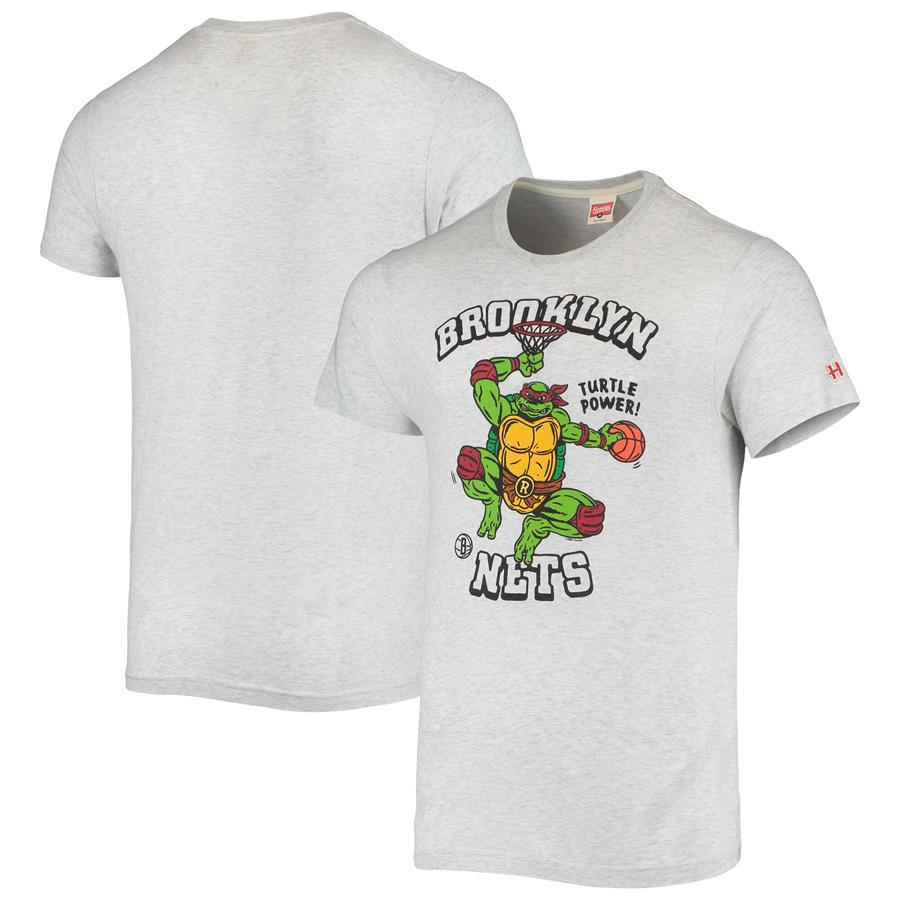 Brooklyn Nets Homage NBA x Teenage Mutant Ninja Turtles Tri-Blend T-Shirt - Heathered Gray