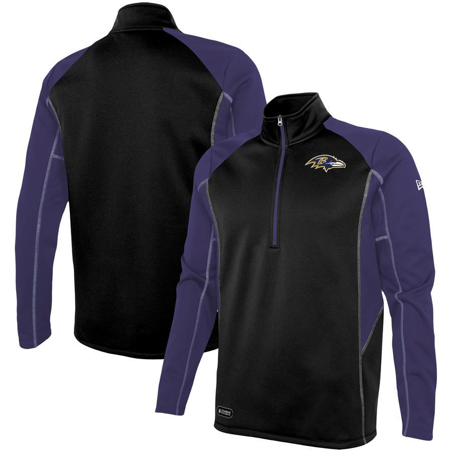 Baltimore Ravens New Era Combine Authentic Two-a-Days Half-Zip Jacket - Black