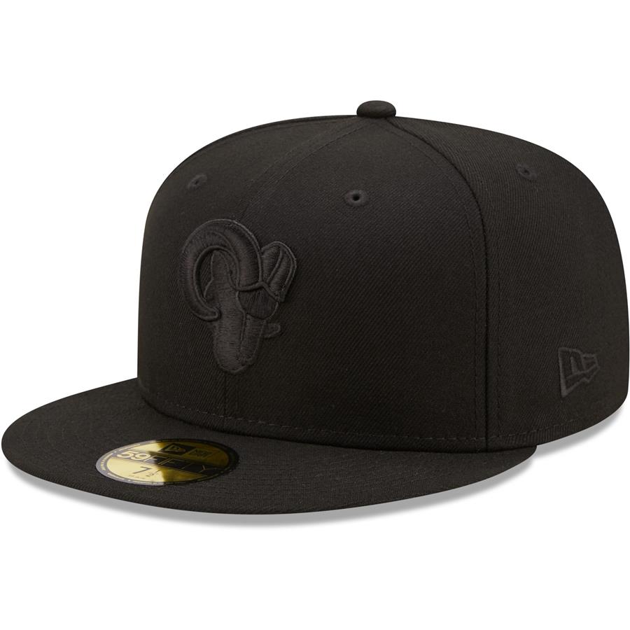 Los Angeles Rams New Era Team Black on Black Alternate Logo 59FIFTY Fitted Hat