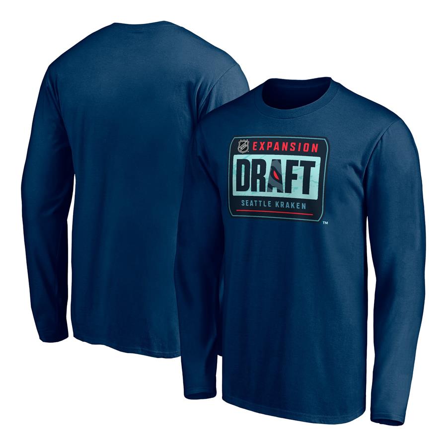 Seattle Kraken Fanatics Branded 2021 NHL Expansion Draft Logo Long Sleeve T-Shirt - Navy