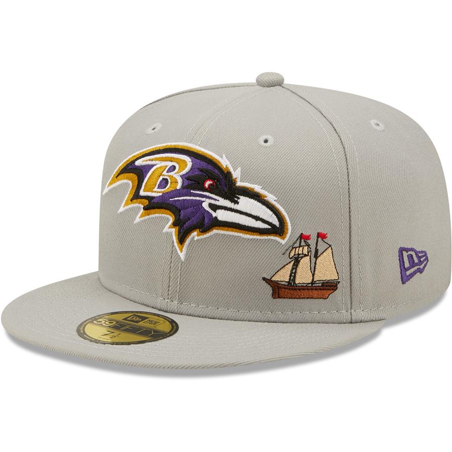 Baltimore Ravens New Era City Describe 59FIFTY Fitted Hat - Gray