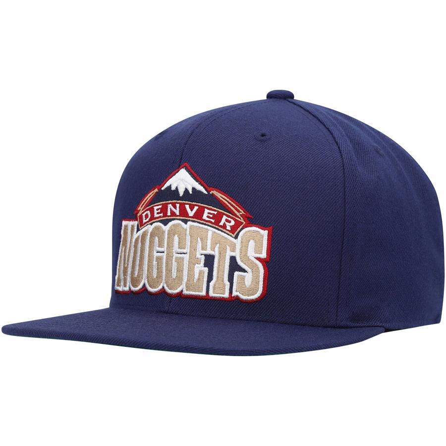 Denver Nuggets Mitchell & Ness Hardwood Classic Team Ground Fitted Hat - Navy