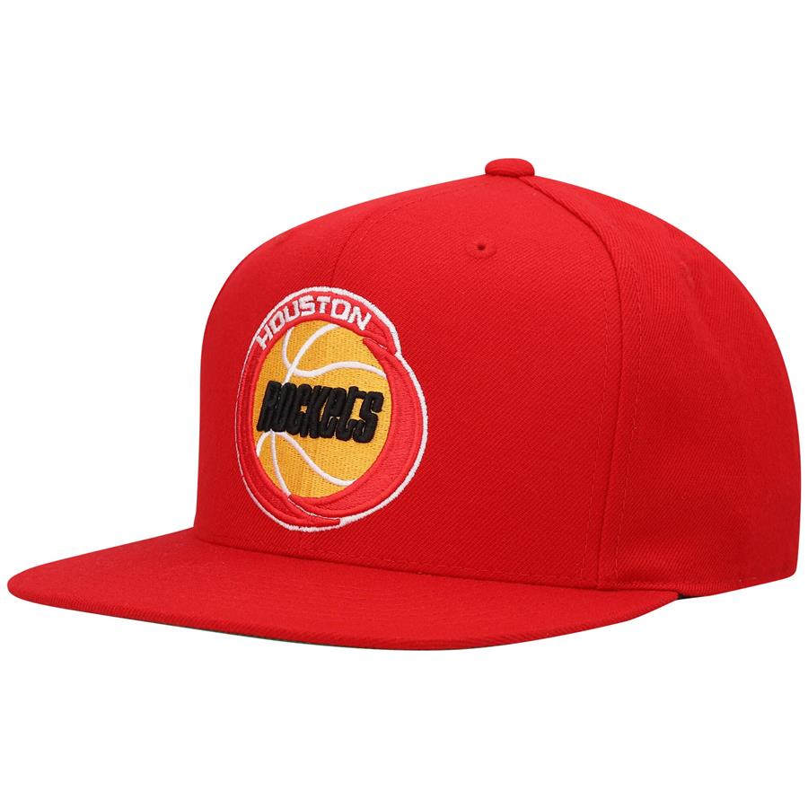 Houston Rockets Mitchell & Ness Hardwood Classic Team Ground Fitted Hat - Red