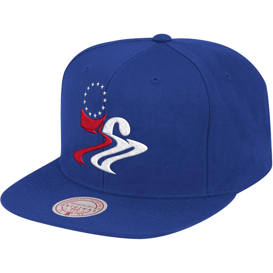 Philadelphia 76ers Mitchell & Ness Warp Snapback Hat - Royal