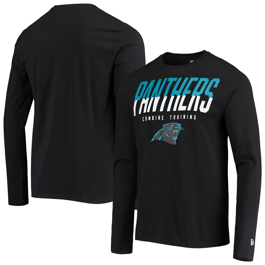 Carolina Panthers New Era Combine Authentic Split Line Long Sleeve T-Shirt - Black