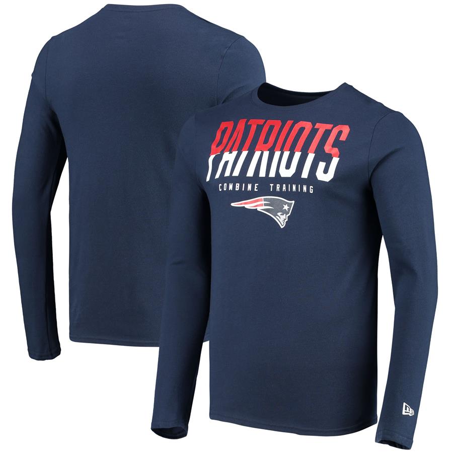 New England Patriots New Era Combine Authentic Split Line Long Sleeve T-Shirt - Navy