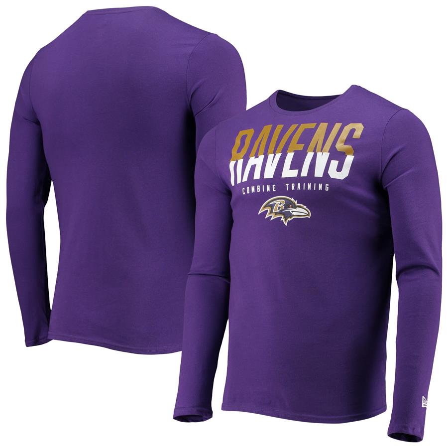 Baltimore Ravens New Era Combine Authentic Split Line Long Sleeve T-Shirt - Purple
