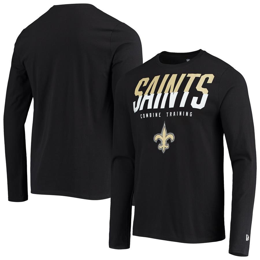 New Orleans Saints New Era Combine Authentic Split Line Long Sleeve T-Shirt - Black