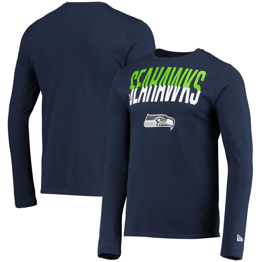 Seattle Seahawks New Era Combine Authentic Split Line Long Sleeve T-Shirt - College Navy