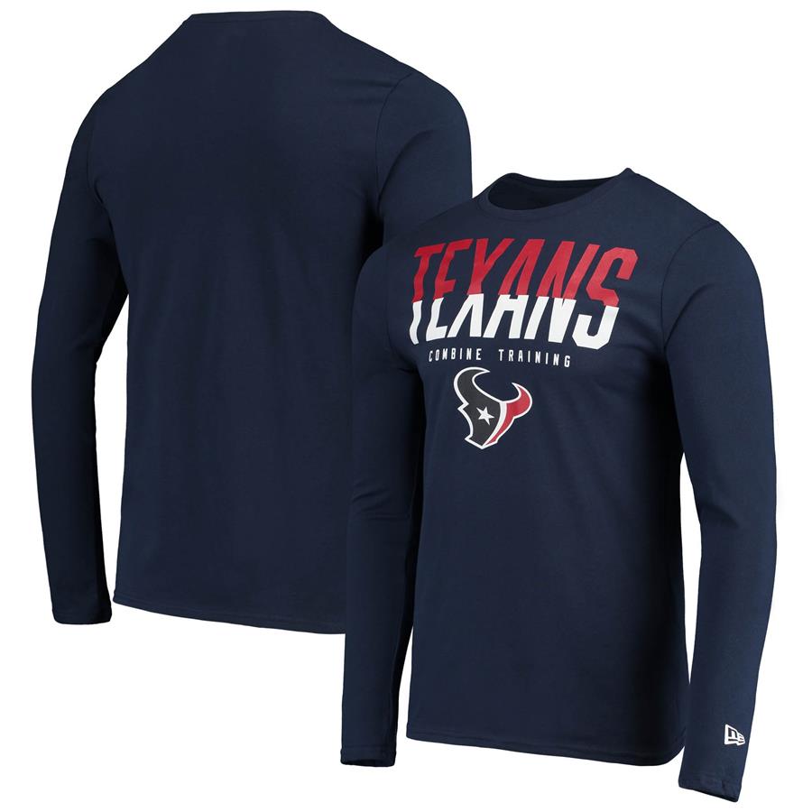 Houston Texans New Era Combine Authentic Split Line Long Sleeve T-Shirt - Navy