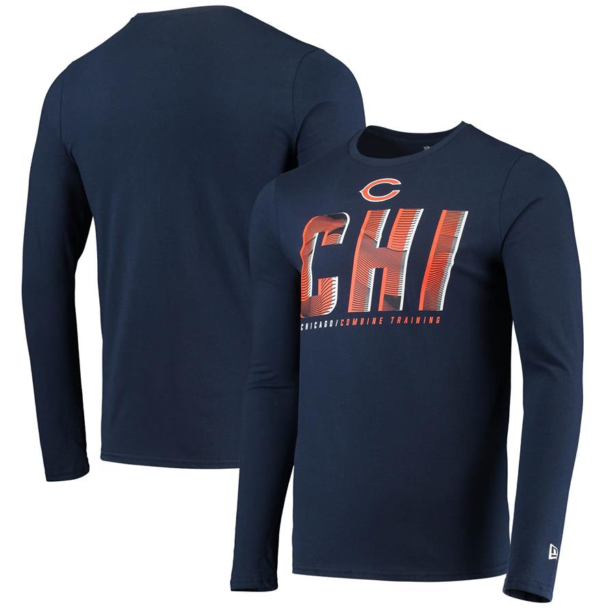 Chicago Bears New Era Combine Authentic Static Abbreviation Long Sleeve T-Shirt - Navy