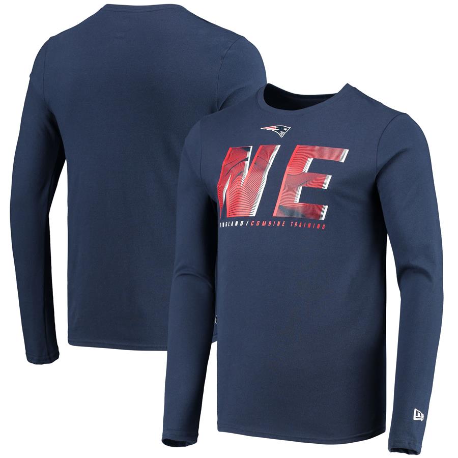 New England Patriots New Era Combine Authentic Static Abbreviation Long Sleeve T-Shirt - Navy