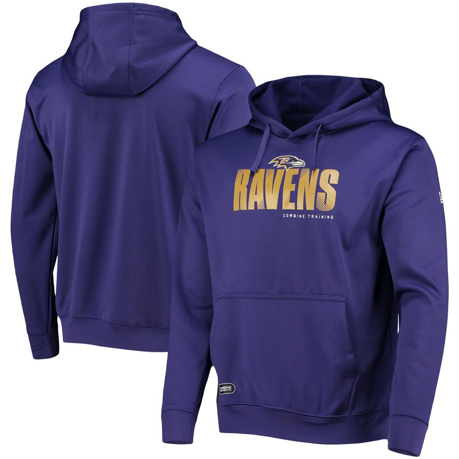 Baltimore Ravens New Era Combine Authentic Hard Hash Pullover Hoodie - Purple