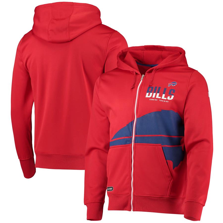 Buffalo Bills New Era Drill Combine Authentic Full-Zip Hoodie Jacket - Red