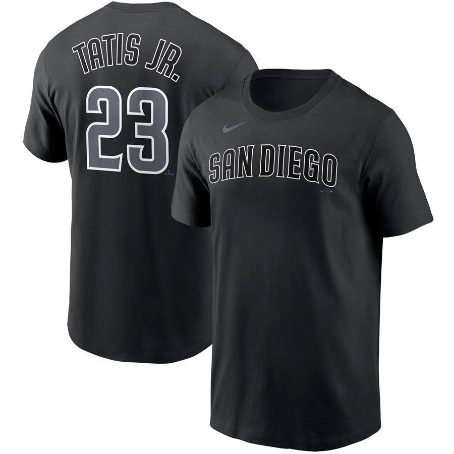 Fernando Tatis Jr. San Diego Padres Nike Black & White Name & Number T-Shirt