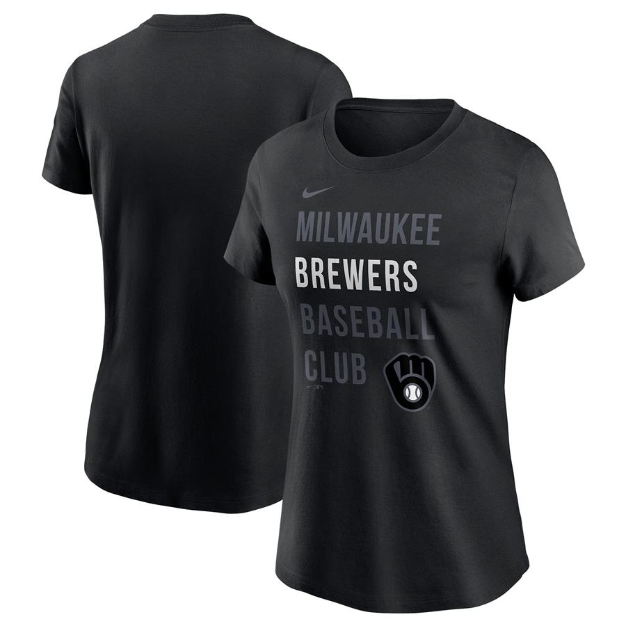 Milwaukee Brewers Nike Women's Baseball Club T-Shirt - Black