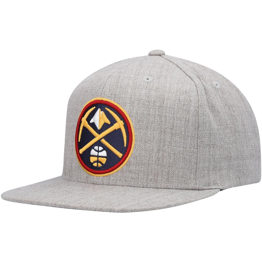Denver Nuggets Mitchell & Ness Team Logo Snapback Hat - Heathered Gray