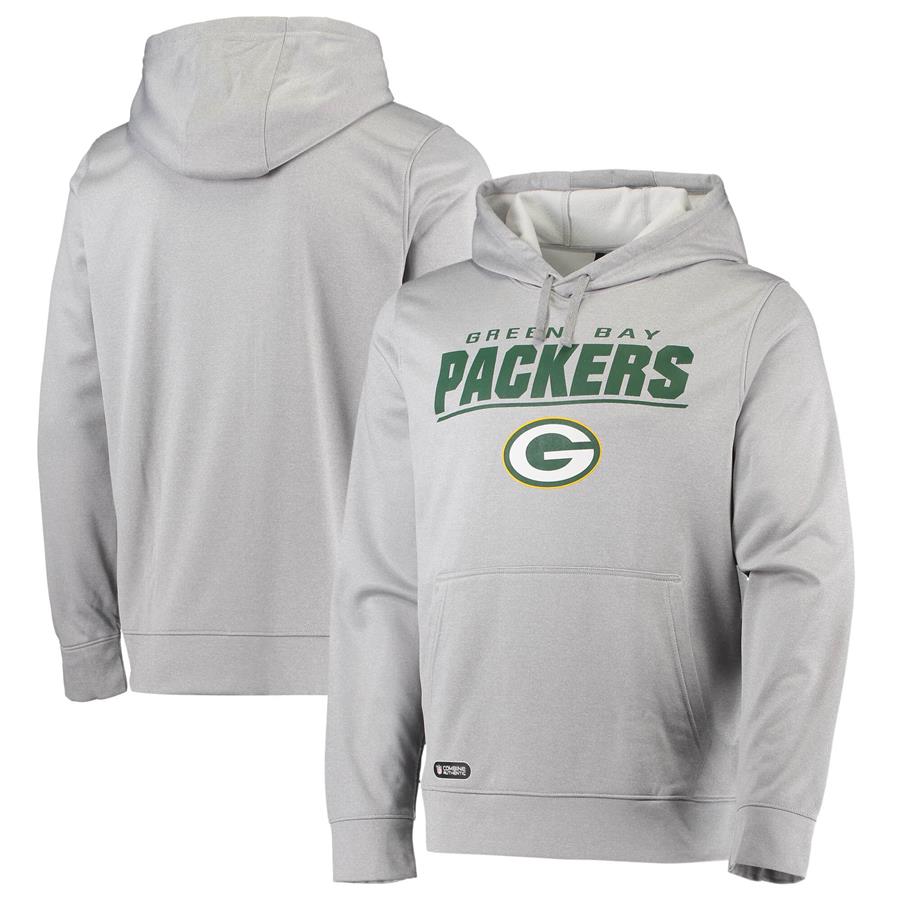 Green Bay Packers New Era Combine Authentic Stated Fleece Pullover Hoodie - Heather Gray