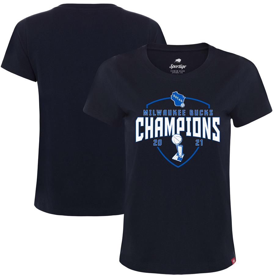 Milwaukee Bucks Sportiqe Women's 2021 NBA Finals Champions Cabo T-Shirt - Navy
