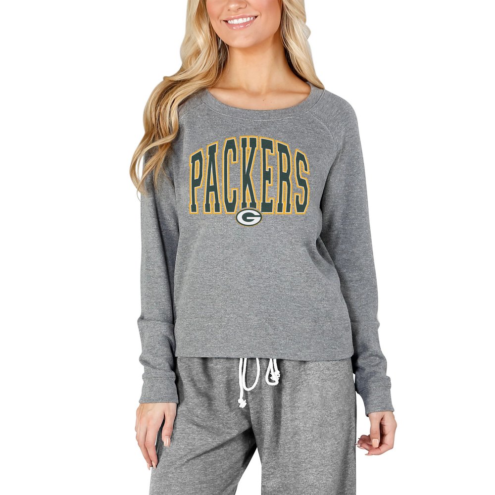 Green Bay Packers Concepts Sport Women's Mainstream Terry Long Sleeve T-Shirt - Gray