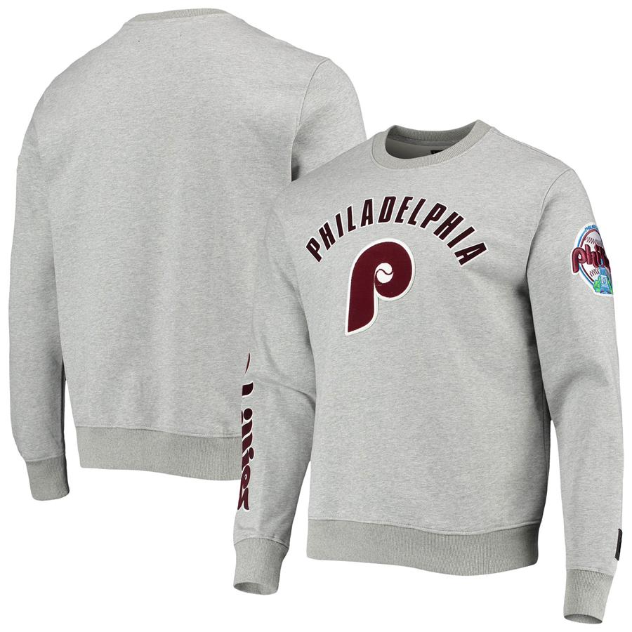 Philadelphia Phillies Pro Standard Stacked Logo Pullover Sweatshirt - Heathered Gray