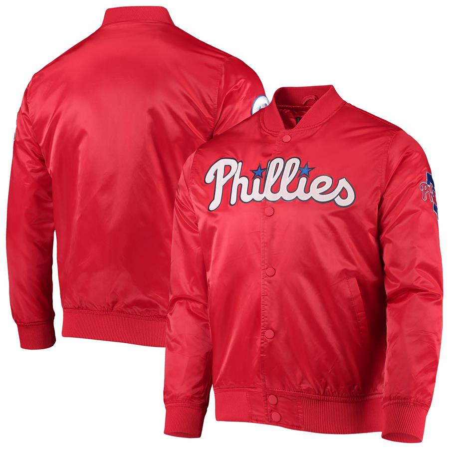 Philadelphia Phillies Pro Standard Wordmark Satin Full-Snap Jacket - Red