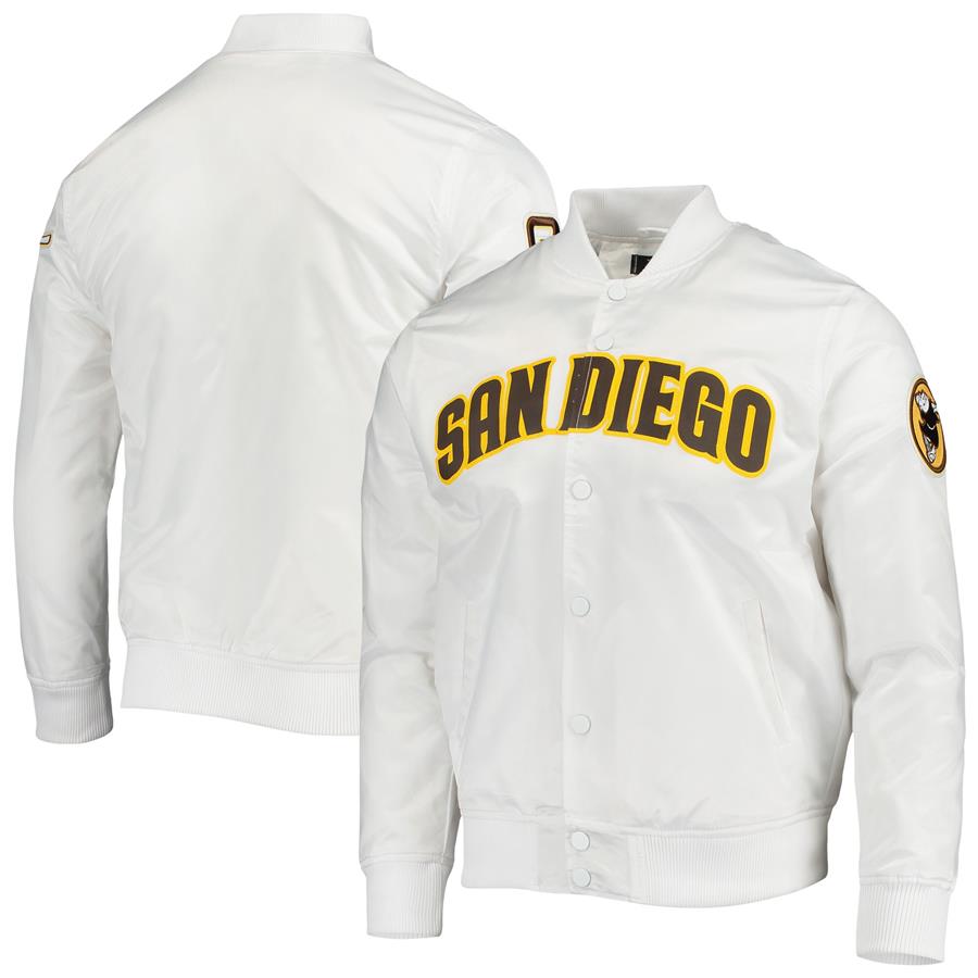 San Diego Padres Pro Standard Wordmark Satin Full-Snap Jacket - White