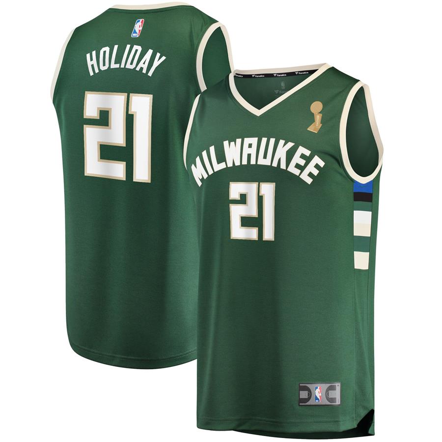 Jrue Holiday Milwaukee Bucks Fanatics Branded 2021 NBA Finals Champions Fast Break Replica Player Jersey Green - Icon Edition