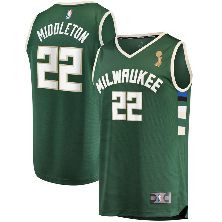 Khris Middleton Milwaukee Bucks Fanatics Branded 2021 NBA Finals Champions Fast Break Replica Player Jersey Green - Icon Edition