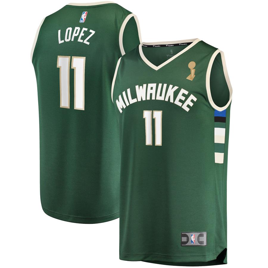Brook Lopez Milwaukee Bucks Fanatics Branded 2021 NBA Finals Champions Fast Break Replica Player Jersey Green - Icon Edition