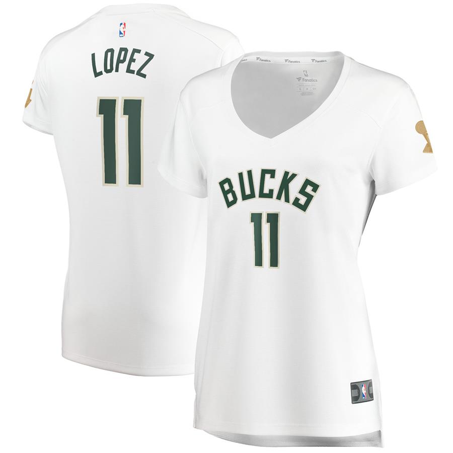 Brook Lopez Milwaukee Bucks Fanatics Branded Women's 2021 NBA Finals Champions Fast Break Replica Player Jersey White - Association Edition