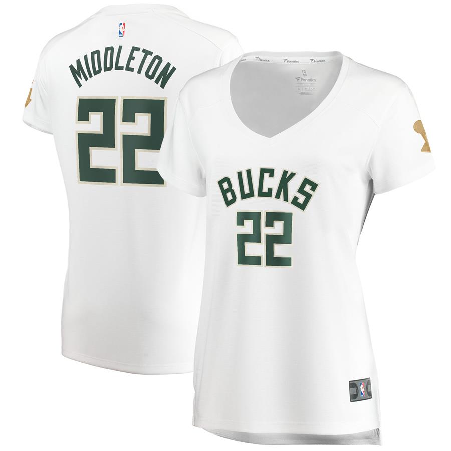 Khris Middleton Milwaukee Bucks Fanatics Branded Women's 2021 NBA Finals Champions Fast Break Replica Player Jersey White - Association Edition
