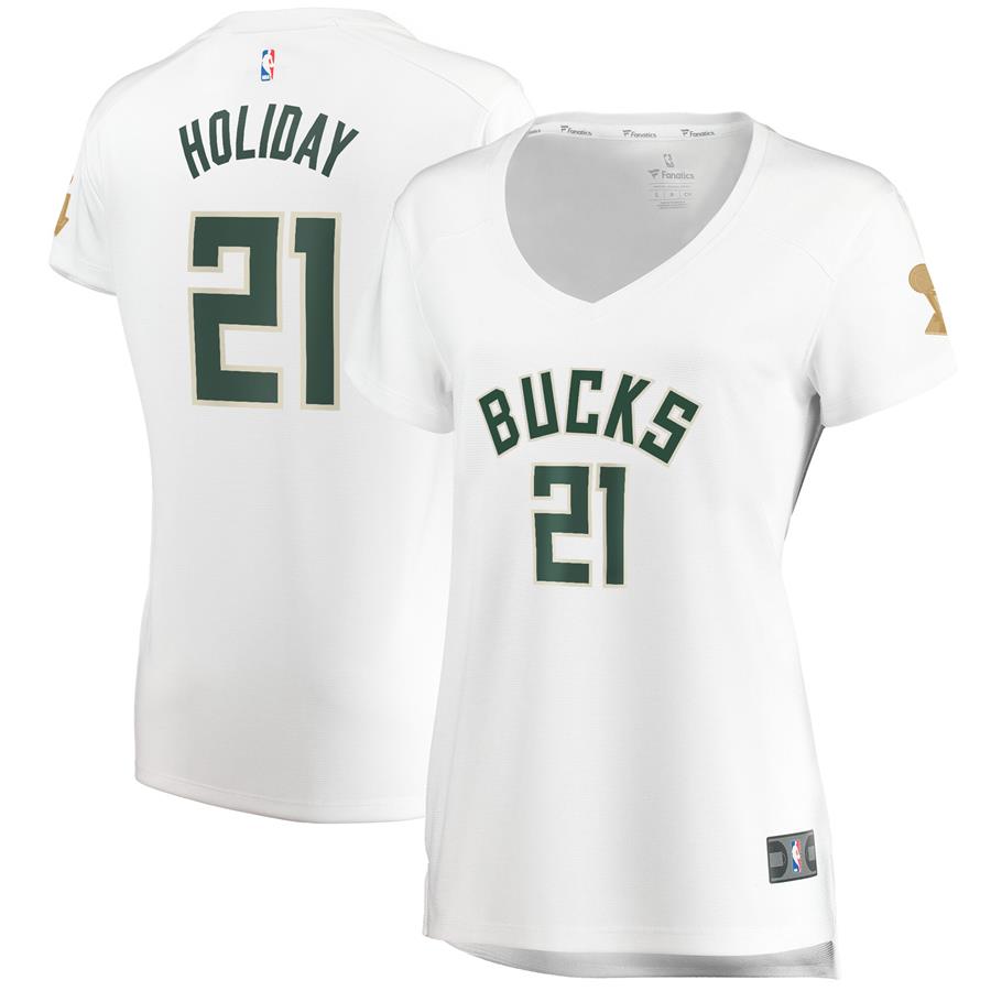 Jrue Holiday Milwaukee Bucks Fanatics Branded Women's 2021 NBA Finals Champions Fast Break Replica Player Jersey White - Association Edition