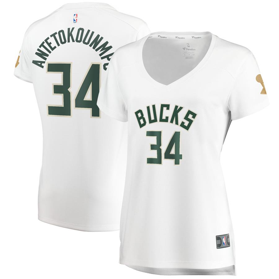 Giannis Antetokounmpo Milwaukee Bucks Fanatics Branded Women's 2021 NBA Finals Champions Fast Break Replica Player Jersey White - Association Edition
