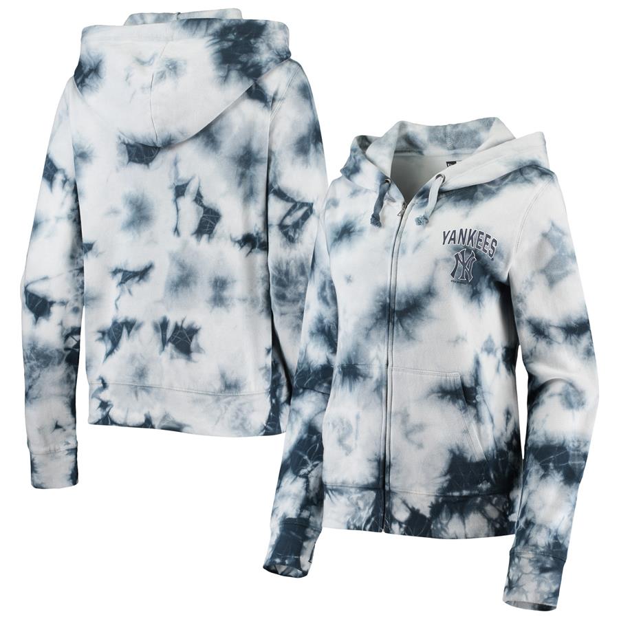 Женское худи на молнии New York Yankees New Era Tie-Dye Fleece (тёмно-синий)