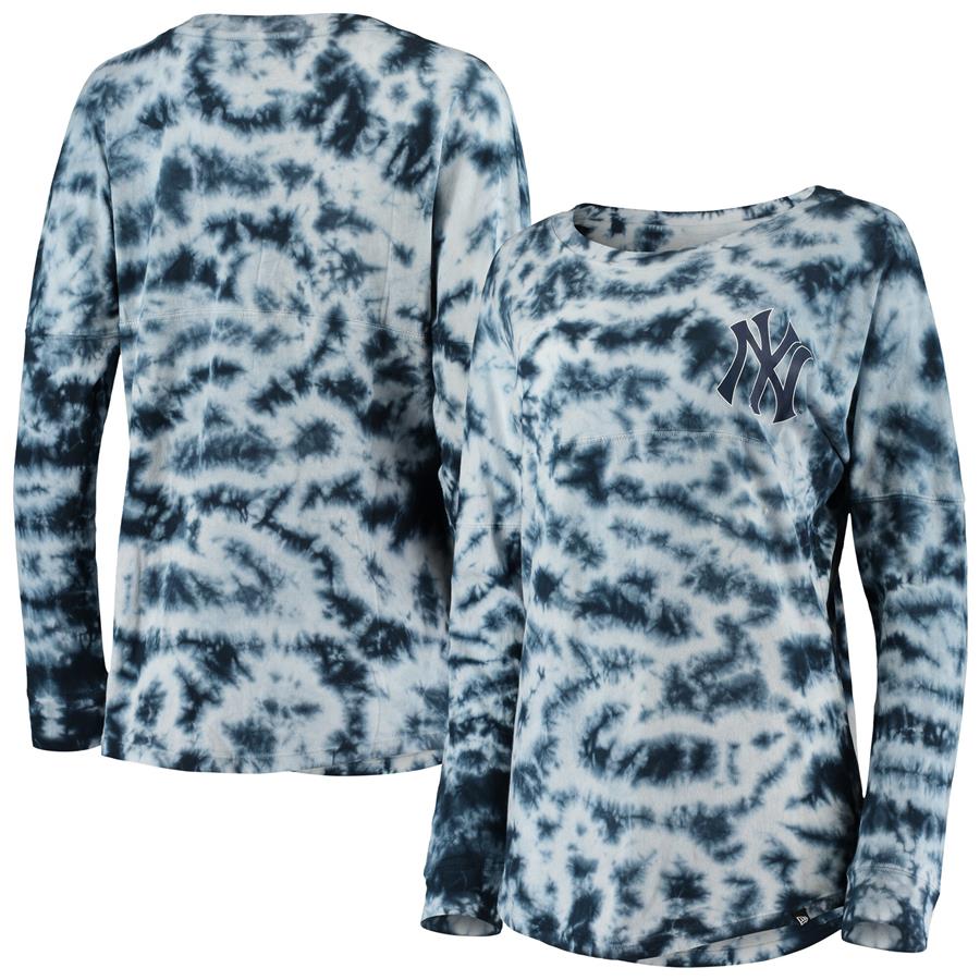Женский лонгслив New York Yankees New Era Tie-Dye (тёмно-синий)