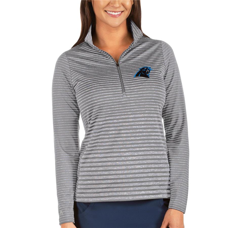 Carolina Panthers Antigua Women's Pace Half-Zip Pullover Jacket - Silver