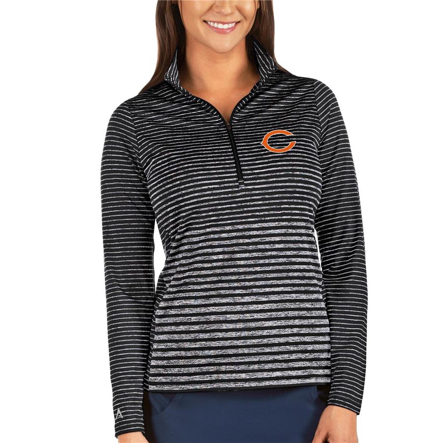 Chicago Bears Antigua Women's Pace Half-Zip Pullover Jacket - Black